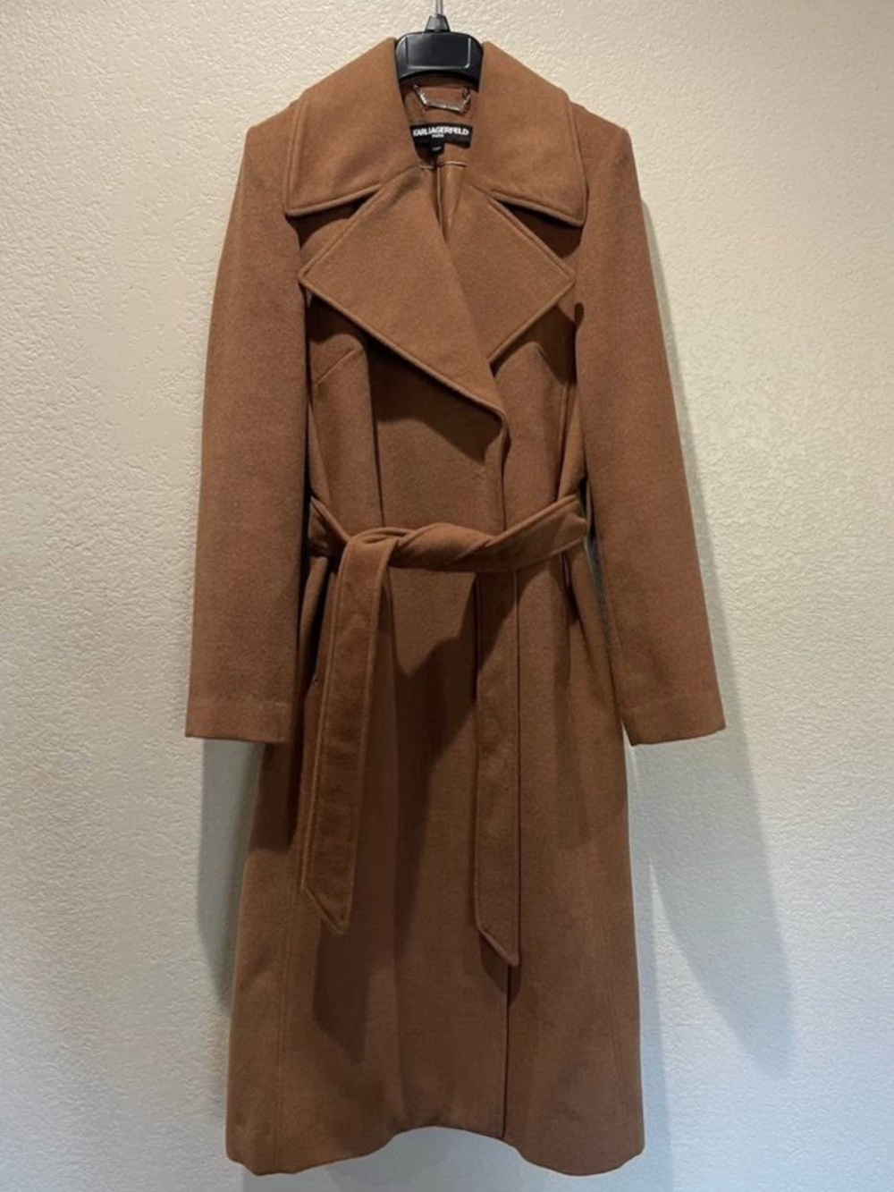 Karl Lagerfeld Paris Wool Blend Camel Coat Women’s S